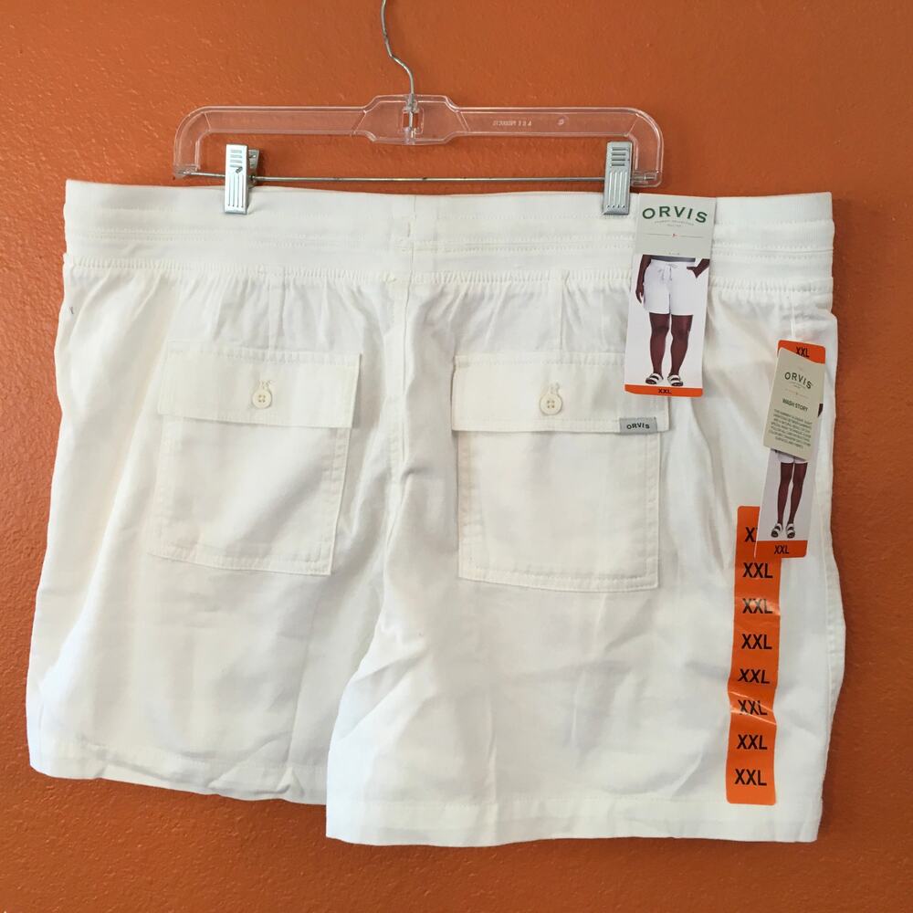 Orvis XXL Plus Size Cotton Blend Drawstring Shorts Casual Cream Off White NWT